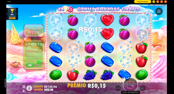 Efeito de queda em cascata em a&ccedil;&atilde;o no slot Sweet Bonanza 